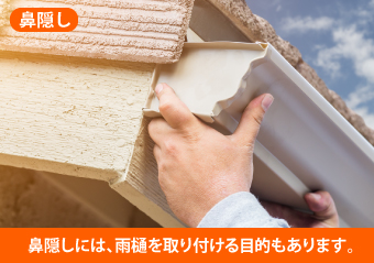 鼻隠しには、雨樋を取り付ける目的もあります。